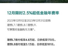 理想：12月限时2.5%超低金融年费率优惠-透彻科技